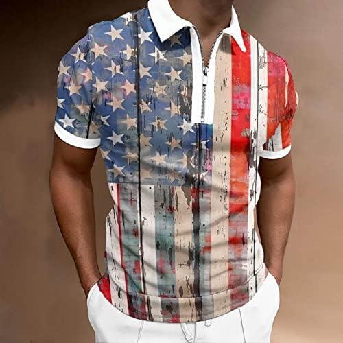 A férfiak Amerikai Zászlós Póló július 4-én Hazafias póló Nyári Alkalmi Klasszikus Rövid Ujjú Felsők
