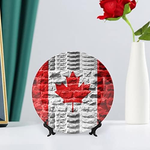 Kanadai Zászló Régi porcelán Dekoratív tábla Display Állvány Aranyos Lemez Ajándék lakberendezés