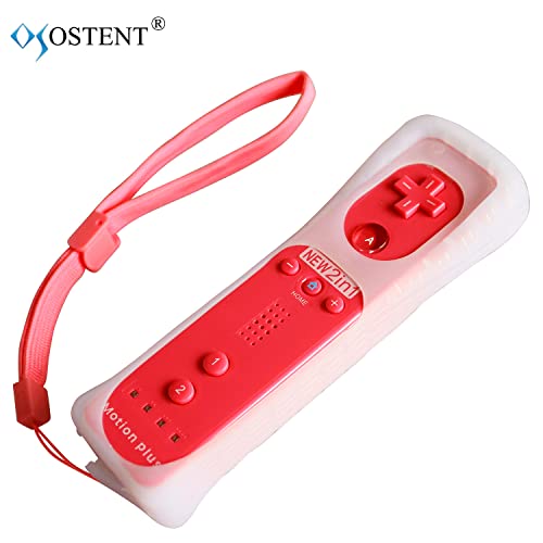 OSTENT 2 az 1-ben Távirányító Beépített Motion Plus a Nintendo Wii Konzol Játék (Piros)