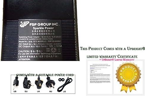 UpBright 4-Tűs DIN 12V AC Adapter Kompatibilis FSP Group Inc. Szikrázó Hatalom FSP150-AHAN1 9NA1501829 SPI P/N AD150-AHAN1-INTL 12VDC 12.5 EGY