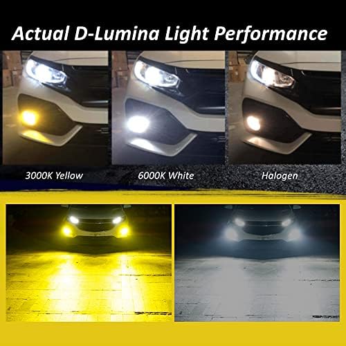 D-Lumina H11 H8 H16 Hullámvasútja LED Köd Izzók, 8000 Lumen 40W 300% Fényerő kétszínű 6000K Xenon Fehér/3000K Arany Sárga, Szuper Fényes