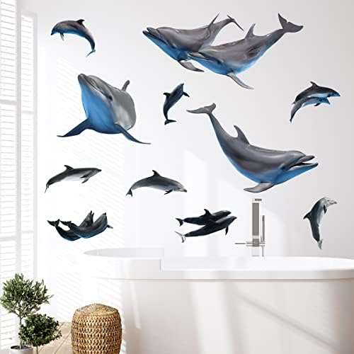 YISHILINKA Gyönyörű Palackorrú Delfin Fali Matricák, 3D Delfin Fali Matricák Peel & Stick Óceán Delfin Wall Art Dekor Gyerekeknek Szoba,