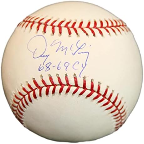 Denny McLain Aláírt OML Baseball Dedikált w/CY Tigrisek MLB MR548778 - Dedikált Baseball