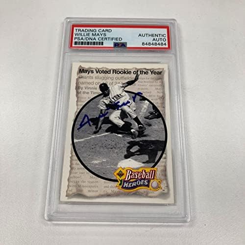 1992 Felső szint Willie Mays Baseball Hősök Aláírt Baseball Kártya PSA DNS - MLB Dedikált Baseball Kártyák
