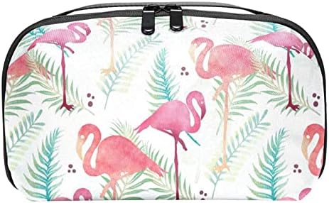 Rózsaszín Flamingó Minta Trópusi Levelek Smink Táska Cipzárral Tok Utazási Kozmetikai Szervező a Nők, Lányok