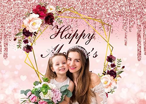 Boldog anyák napját Hátteret Rose Gold Bordó Virágos Szerelem, Szív, Csillogó Bokeh Fotózás Háttér Szeretlek Anyu Fesztivál, Buli,