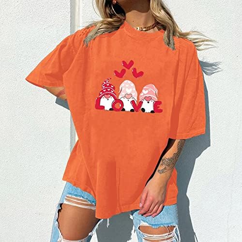 Valentin Nap Póló Női Aranyos Törpe T-Shirt Szerelmes Szív Nyomtatott Pólók Nagyméretű Rövid Ujjú Grafikus Pólók Felsők