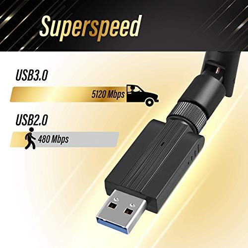 USB-s WiFi Adapter – 1200M WiFi Dongle nagysebességű 802.11 ac 5dBi kétsávos, 2,4/5 ghz-es Vezeték nélküli Hálózati Adapter PC/Desktop/Tablet/Laptop,