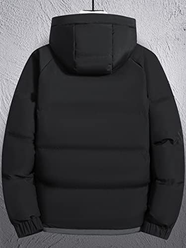 OSHHO Kabátok Női - Férfi Cipzáras Zseb, 1db Húzózsinórral Kapucnis Puffer Kabát (Szín : Fekete, Méret : X-Small)