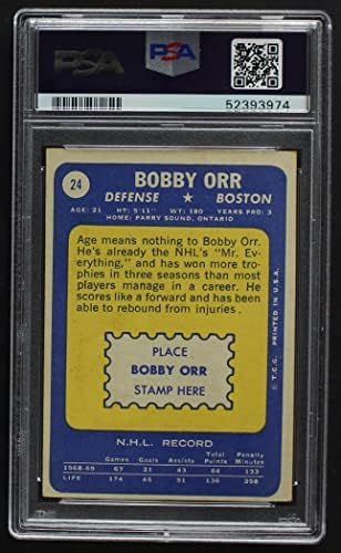 1969 Topps 24 Bobby Orr Boston Bruins (Hoki-Kártya) PSA a PSA 5.00 Bruins