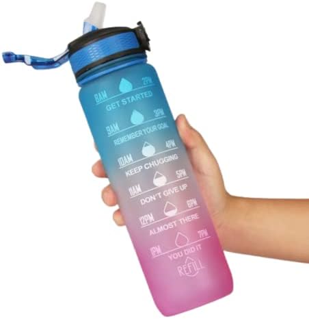 CRIDROX 32 oz Víz Üveg Időt Jelölő – szivárgásmentes BPA Free – Víz Üveg Szalma – Gym vizes Palackot [ Tornaterem Üveg ] – Szabadtéri Sport