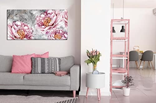 Kepgonegu Nagy Virág Vászon Wall Art Nappali Hálószoba Rózsaszín Virágos Kép Modern Fali Dekor Méret 40 W x 20 H