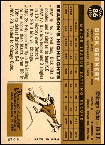 1960 Topps 86 Dick Gernert Chicago Cubs (Baseball Kártya) NM+ Cubs