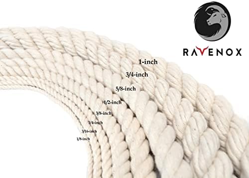 Ravenox Makramé Kábel (6 mm x 100 Yard) | Természetes Pamut Makramé Kötél | 3 Szál, Sodrott Pamut Zsineg Kézzel készített Növény