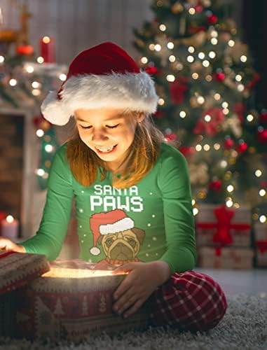 Santa Paws Pug Hosszú Ujjú Ing, Kisgyermek Ifjúsági Gyerekek Ronda Pulóver Karácsonyra Stílus