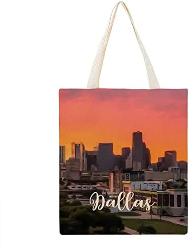 Dallas Vászon Tote Bags Város Utazási Vászon Táska Strand Nyári Táska Diplomaosztó Ajándék a Legjobb Barát