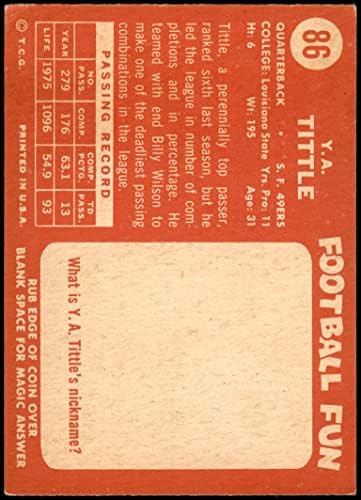 1958 Topps 86 Y. A. Ékezet San Francisco 49ers (Foci Kártya) EX 49ers LSU