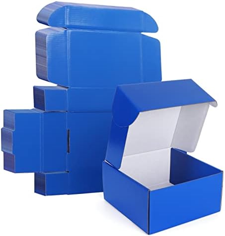 PHAREGE 8x8x4 hüvelyk Kék Szállítás, Dobozok, 25 Csomag Karton Ajándék Dobozok Fedelek Csomagolás Ünnepi Születésnapi Érettségi Party
