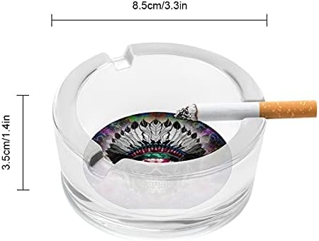 Csípő Indiai Amerikai Koponya Illusztráció Cigaretta A Dohányzók Üveg Hamutartó Hamutartó Az Otthoni Irodai Asztallap Asztal