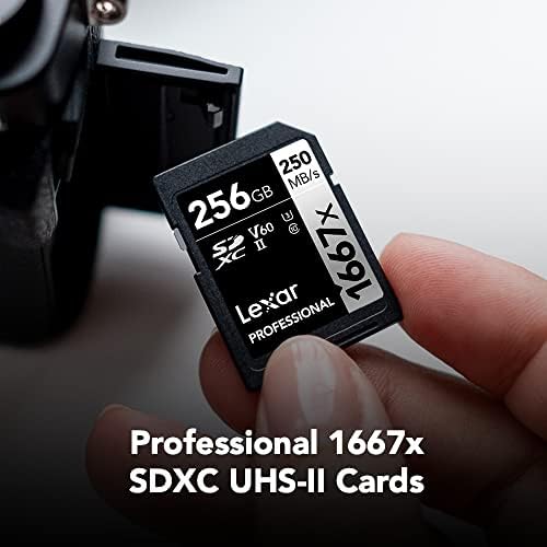Lexar Professional 1667x 256 gb-os (2-Pack) Memória, SDXC UHS-II Kártyák, C10, U3, V60, Full-HD & 4K Videó, Akár 250 MB/s olvasási,