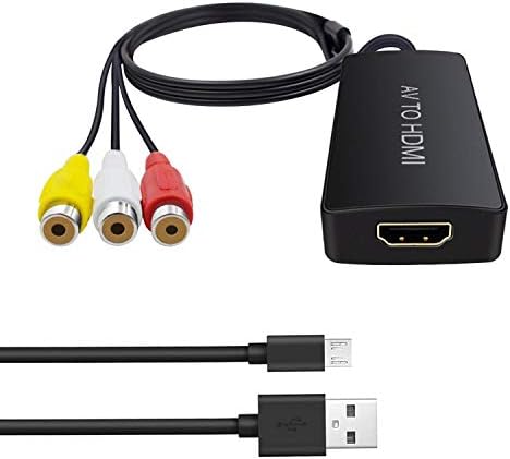 Dingsun RCA-HDMI Átalakító, AV HDMI Adaptert, Kompozit/CVBS/Video-Audio Converter Támogatja a 1080P/720P HD TV/Display/Projektor/PC/PS2/PS3/N64/STB/VHS/VCR/DVD/Blue-Ray-Lejátszók,
