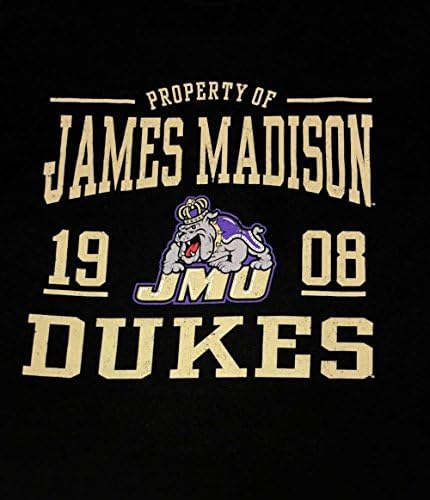 RussellApparel NCAA James Madison Egyetem Férfi 1908 Dukes Pamut Legénység Nyak Póló (Fekete) - Nagy