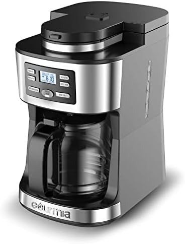 Gourmia Digitális kávéfőző 12-Csésze, Nagy, kávéfőző beépített Kávédaráló & pohár kávét a többször használatos rozsdamentes acél háló