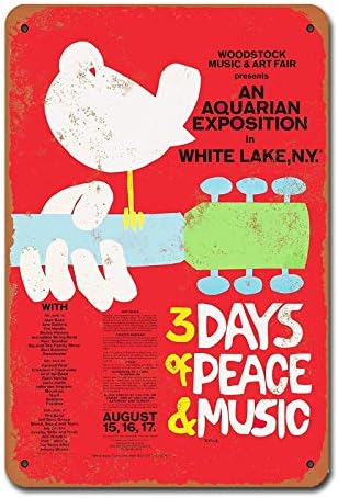 Woodstock Zene Vintage Adóazonosító Jel Metal Dekor Fém Tábla ADÓAZONOSÍTÓ Jele 7.8X11.8 INCH