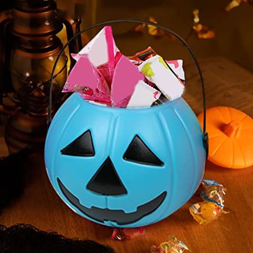 Zerodeko 2db Halloween Tök Vödör, Kis Műanyag Kosár Fogantyú, Kék Tök Kosár Gyerekeknek Cukorkát Jogosultja Csokit vagy