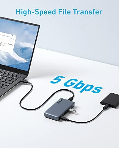 Anker USB-C-Hub, Anker 343 USB-C Hub (7 az 1-ben, a Kettős 4K HDMI) a 100W Power Szállítás, Kettős 4K-HDMI Port, egy USB-C Upstream Port &