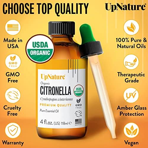 Organikus Citromfű illóolaj Hatalmas 4 OZ – USDA Bio, Tiszta Citronella Olaj, Terápiás Osztály, Tömény, Nem-GMO – Hangulat