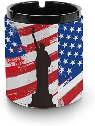 Amerikai Zászló, Szabadság Prémium Bőr Hamutartó Kerek Cigaretta Asztali Füstölgő Hamu Tálca Autó Vagy Kültéri Használatra