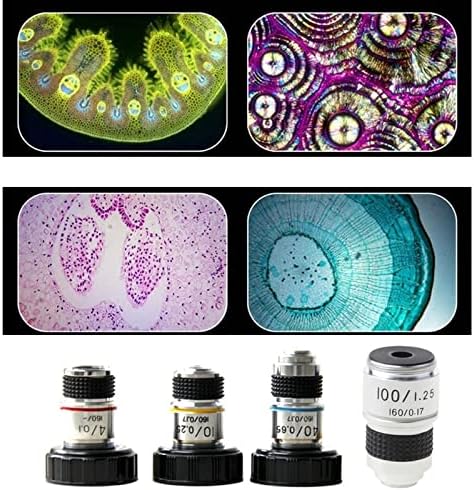 Mikroszkóp Kiegészítők, 4X, 10X 40X 100X Mikroszkóp Objektív remek akromatikus Objektív Alkatrészek Labor Fogyóeszközök (Szín : 4)