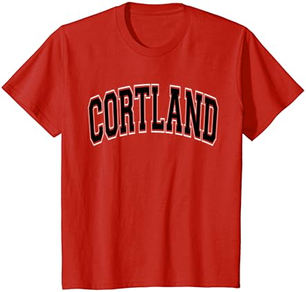 Cortland NY New York-i Egyetemi Stílus Piros Fekete Szöveg, T-Shirt