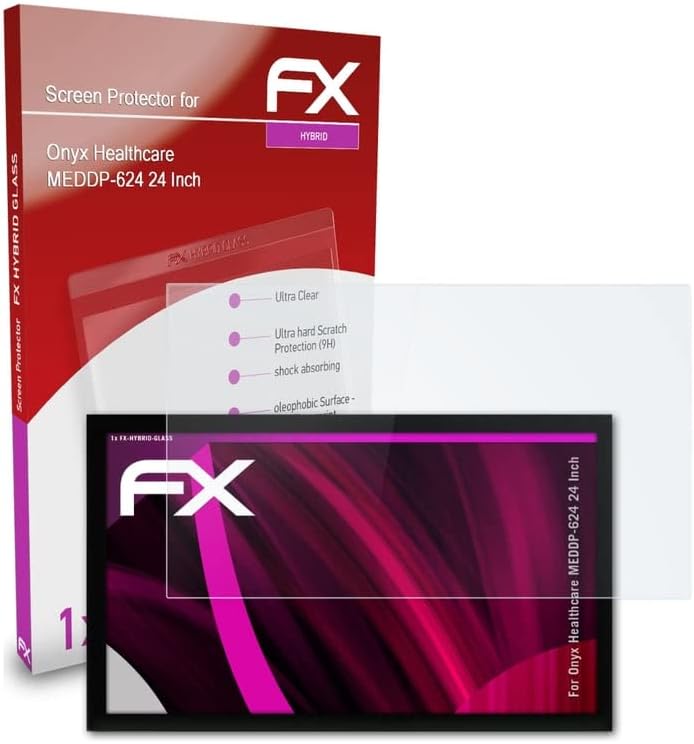 atFoliX Műanyag Üveg Védőfólia Kompatibilis Onyx Egészségügyi MEDDP-624 24 es Üveg Protector, 9H Hibrid-Üveg FX Üveg kijelző