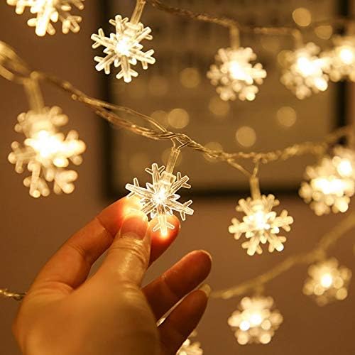 16 Ft 50 LED/ 32Ft 80 LED Karácsonyi Hópehely String Lámpák Kültéri/Beltéri ,elemes Karácsonyi Fények, Vízálló Karácsonyi String