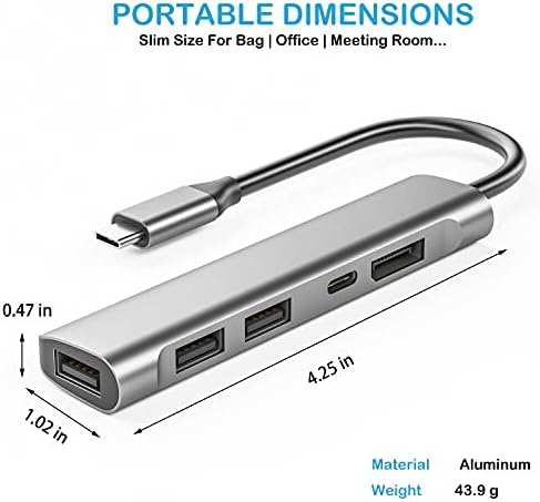 USB-C Kijelző Többportos Adapter Hordozható Típus-C Hub DisplayPort, USB-C Töltő Port, 3 USB 2.0 MacBook Pro/Levegő C Típusú