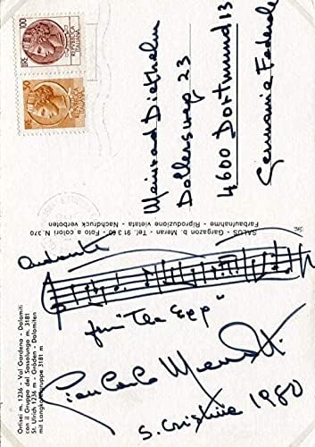 ZENESZERZŐ Gian Carlo Menotti autogramot zenei idézet aláírt & szerelt