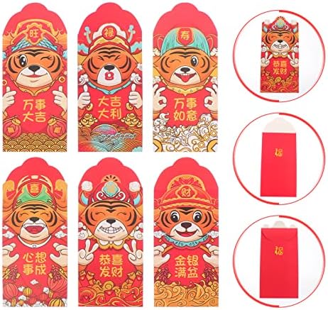 A zodiákus Ajándékok Kínai újév Piros Boríték: 2022 Kínai Vörös Csomagok Hong Bao Pénz, Táska Ajándék Új Évben Boríték 6db