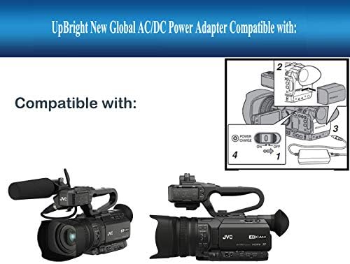 UpBright 12V AC/DC Adapter Kompatibilis a JVC GY-HM170U GY-HM200U GY-HM600U GY-HM650U GY-LS300CHU 4K KAMERA HDMI ProHD Kézi Videokamerát