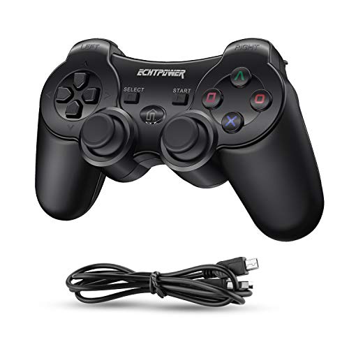 ECHTPower PS3 Kontroller, Kettős Vibráció, 6 tengelyű Giroszkóp Mozgás - Control A Játék Könnyen, 400mAh Akkumulátor, Bluetooth Vezeték