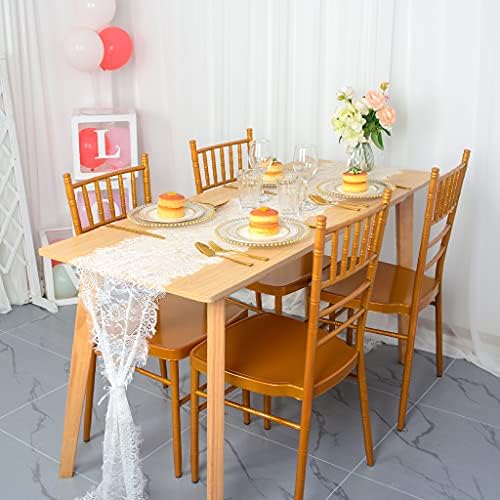 Pardecor Csipke asztali Futó 13x120 Hüvelyk Esküvői asztali futó Virág, asztali Futó, Vintage Csipkés Ruhával Futó Fehér