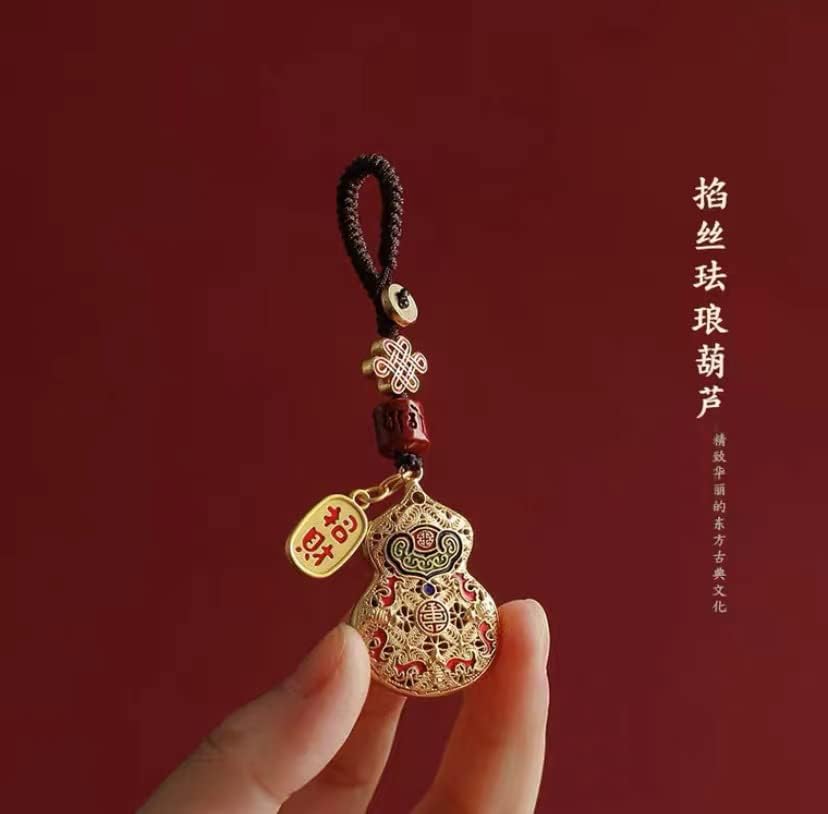 zhangruixuan-Shop 铜葫芦创意汽车钥匙挂件情侣钥匙扣饰品包包吊挂坠男女(纯铜吉祥红葫芦手到钱来)