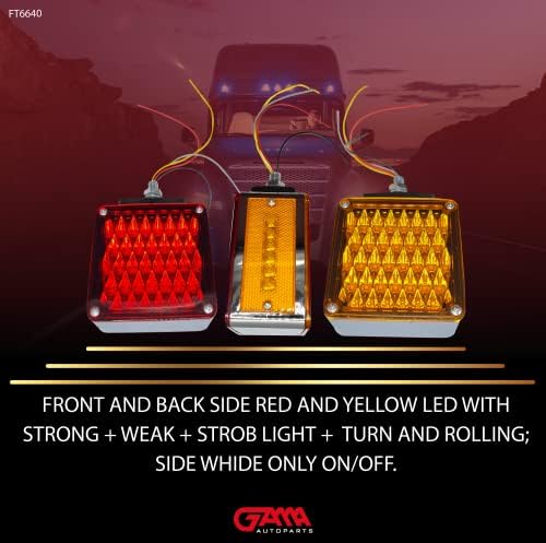 GAMA AUTOPARTS Teherautó, Piros/Sárga lámpa Fény Kettős Arca Talapzat 66 LED-es hátsó Lámpák