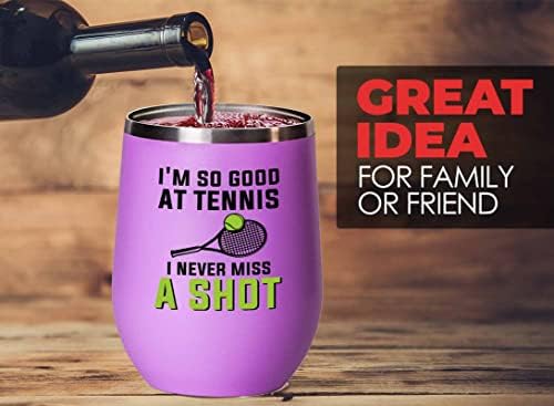 Flairy Föld Tenisz Rózsaszín Bor Pohár 12oz - soha ne hagyj ki egy lövés - Edző Smash Tenisz Szerelmeseinek Ajándék Ütő Squash