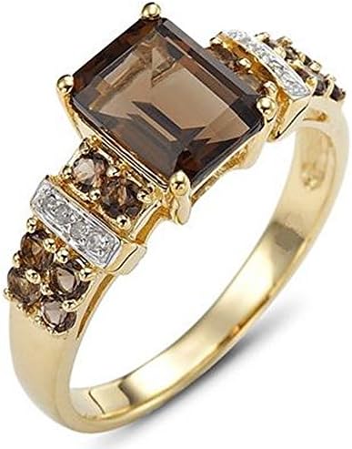 T-Ékszer Divat Női 18K Arannyal Teli Esküvői Gyűrű Halo Barna CZ Ajándék Méret 6-11 (11)