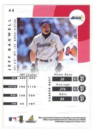 1998 Pinnacle Hitelesített Piros 44 Jeff Bagwell Csőd Teszt Kérdés Újonc Astros - Aláíratlan Baseball Kártyák