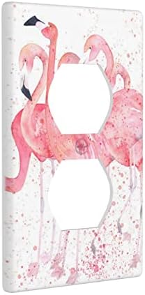 Rózsaszín Akvarell Flamingo Duplex Outlet Kiterjed Fali Tányér 1-Banda Tartály Fedelét Dekoratív Elektromos Előlap 4.50 X 2.76