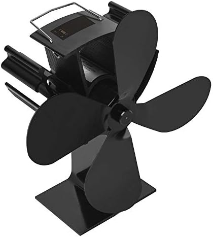 LYNLYN Mini Hő Működő Kályha Ventilátor Hőmérséklet Digitális Kijelző 4 Pengék Fekete Kandalló Ventilátor Üzemanyag-Megtakarítás