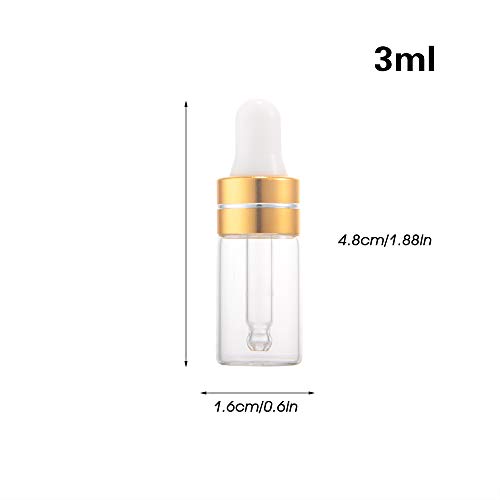 Enslz Mini Üveg Cseppentő Üveg illóolaj Palackok Tiszta Mini 15Pcs 0.17 oz 5ml Parfüm Csökken Üveg Kozmetikai Minta Üveg, Arany felső, Fehér,